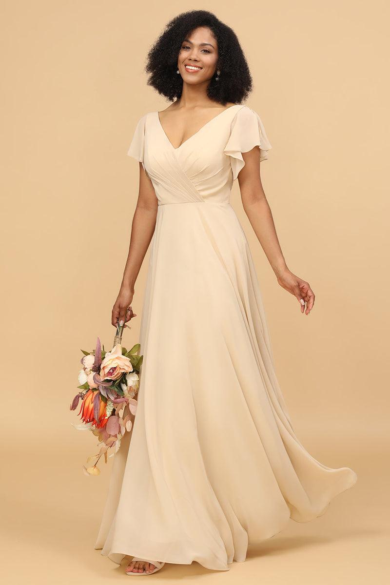 Champagne chiffon sale gown