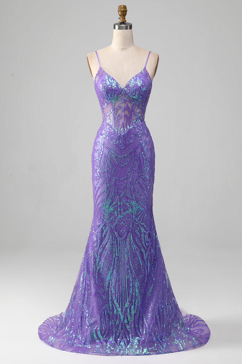 Sparkly purple hot sale prom dress