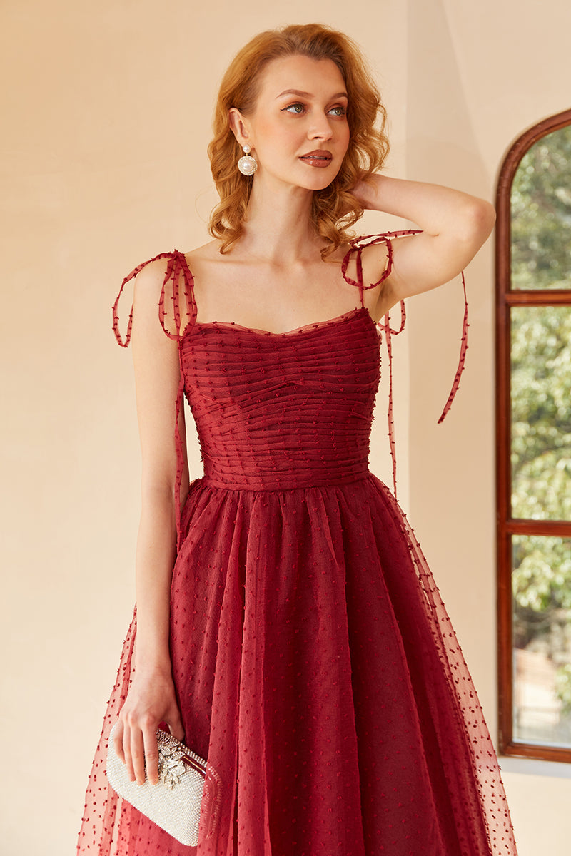 Red midi evening sales dress