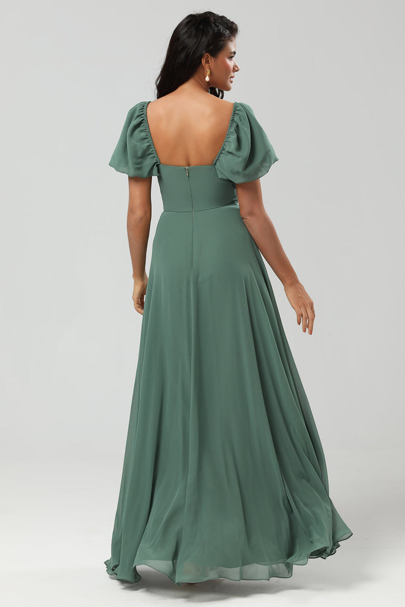 Puff sleeve fashion bridesmaid dress