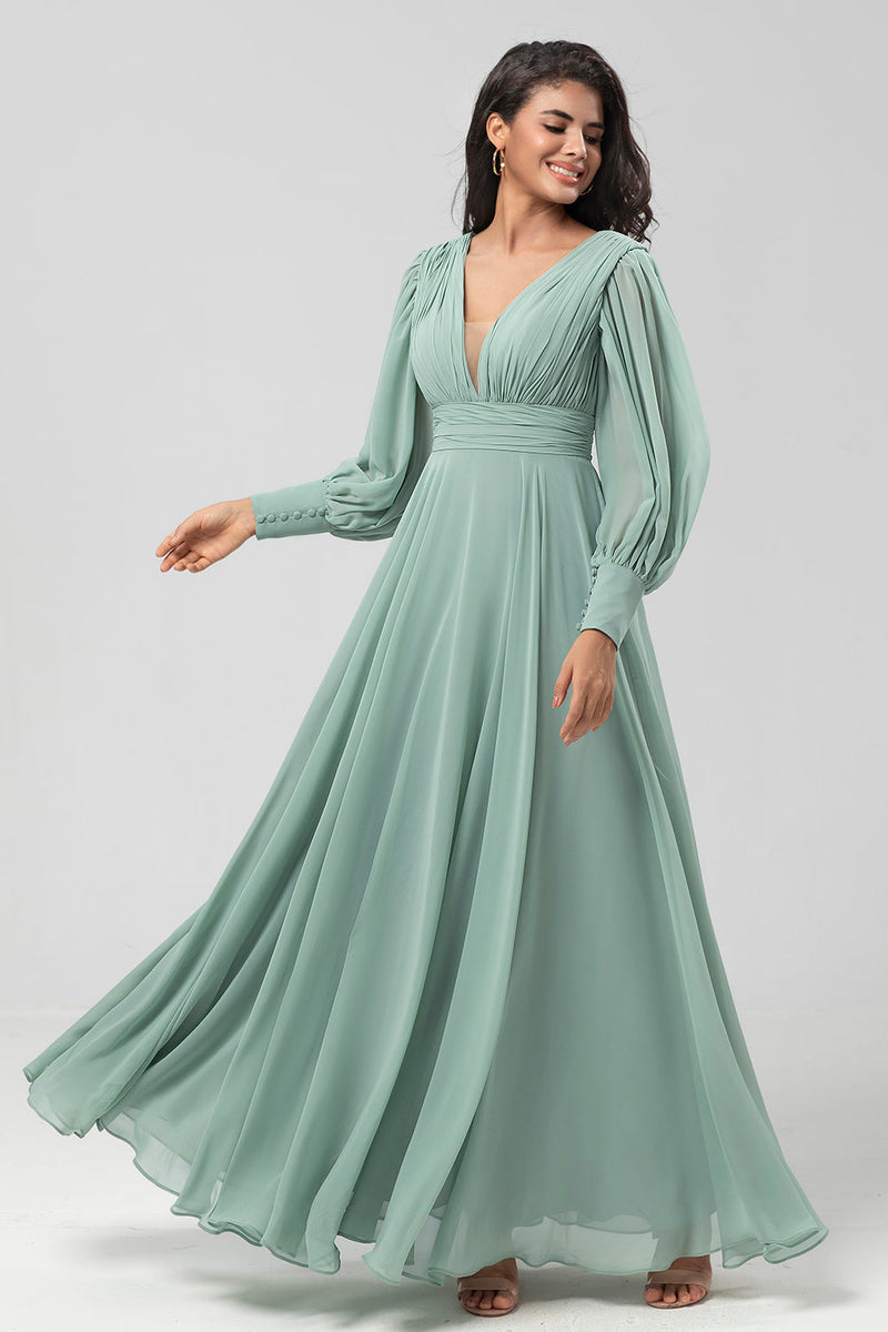 Long sleeve chiffon clearance gown