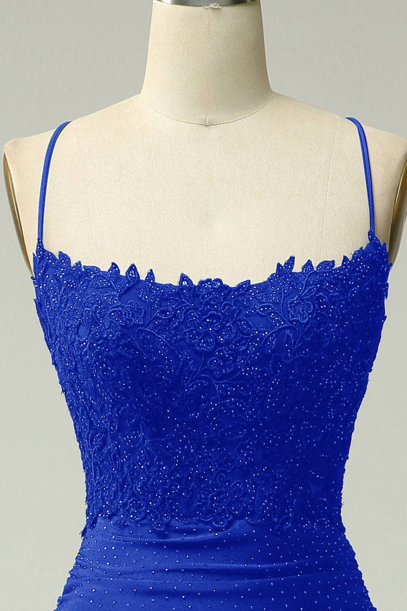 Load image into Gallery viewer, Halter Royal Blue Mermaid Prom Dress with Beading