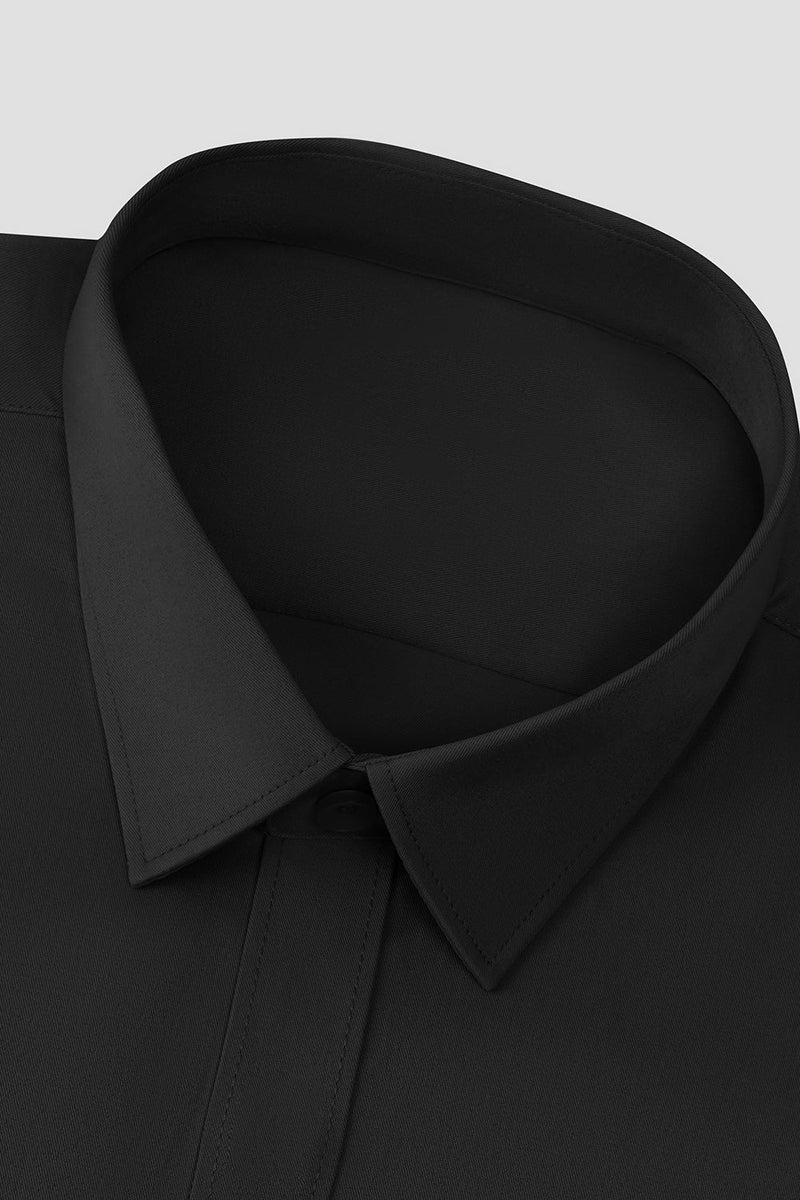 Load image into Gallery viewer, Black Solid Men&#39;s Suit Shirt