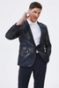 Load image into Gallery viewer, Dark Navy Jacquard Shawl Lapel Men&#39;s Prom Blazer