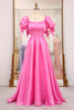 Load image into Gallery viewer, A Line Fuchsia Square Neck Long Prom Dress