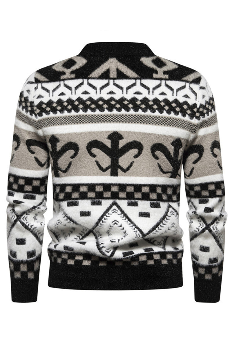 Load image into Gallery viewer, Men&#39;s Slim Fit Khaki Pullover Printed Knitted Sweater