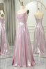 Load image into Gallery viewer, Pink A Line Spaghetti Straps Long Prom Dress with Slit