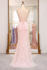 Load image into Gallery viewer, Sparkly Mermaid Pink Spaghetti Straps Long Prom Dress with Sequins