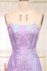 Load image into Gallery viewer, Lilac Mermaid Spaghetti Straps Backless Long Prom Dress With Sequin