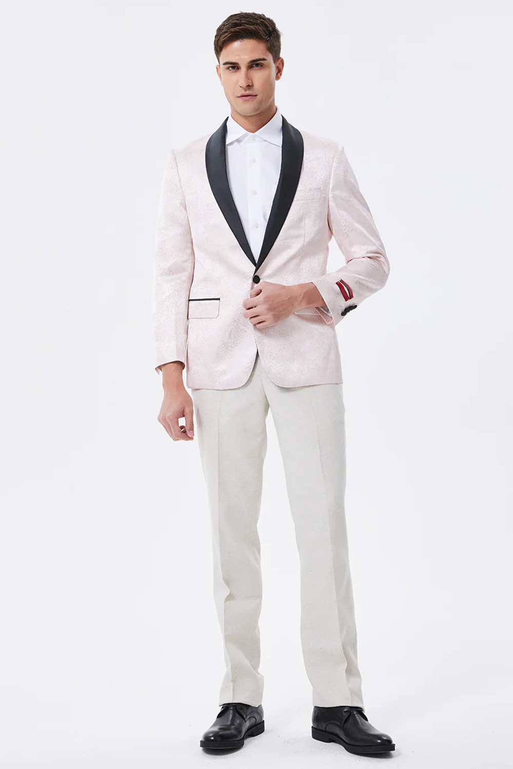 Light Pink Shawl Lapel Men's Blazer