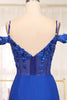 Load image into Gallery viewer, Sparkly Mermaid Royal Blue Off The Shoulder Long Prom Dress With Appliques