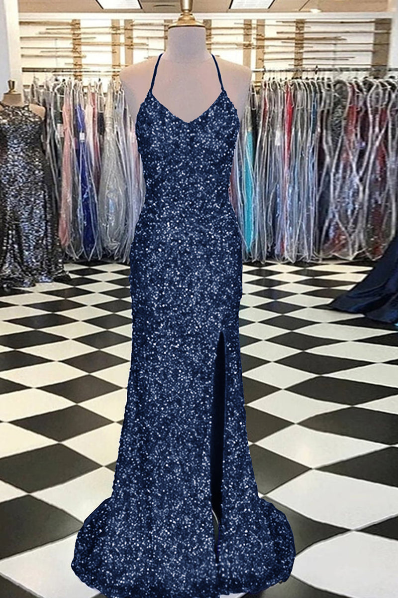 Load image into Gallery viewer, Royal Blue Sequin Mermaid Prom Dress