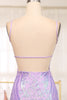 Load image into Gallery viewer, Lilac Mermaid Spaghetti Straps Backless Long Prom Dress With Sequin