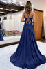 Load image into Gallery viewer, A Line Lilac Satin Beaded Prom Dress with Slit