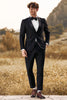 Load image into Gallery viewer, Black Men&#39;s 3 Pieces Shawl Lapel Single Breasted Prom Suits