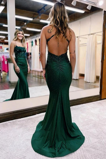 Royal Blue Halter Mermaid Prom Dress with Beading