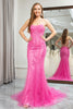 Load image into Gallery viewer, Fuchsia Mermaid Spaghetti Straps Prom Dress with Appliques