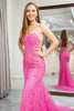 Load image into Gallery viewer, Fuchsia Mermaid Spaghetti Straps Prom Dress with Appliques