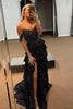 Load image into Gallery viewer, Sparkly Beaded Black Silver A Line Corset Tiered Prom Dress