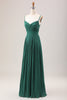 Load image into Gallery viewer, Dark Green A Line Spaghetti Straps Long Chiffon Bridesmaid Dress