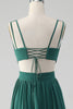 Load image into Gallery viewer, Dark Green A Line Chiffon Long Bridesmaid Dress with Lace Up Back