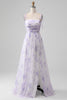 Load image into Gallery viewer, Lavender Flower Spaghetti Straps A Line Long Bridesmaid Dress with Slit