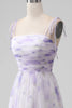 Load image into Gallery viewer, Lavender Flower Spaghetti Straps A Line Long Bridesmaid Dress with Slit