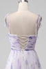 Load image into Gallery viewer, Lavender Flower Spaghetti Straps A Line Long Bridesmaid Dress with Slit