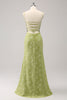 Load image into Gallery viewer, Green Embroidery Mermaid Bridesmaid Dress with Lace Up Back