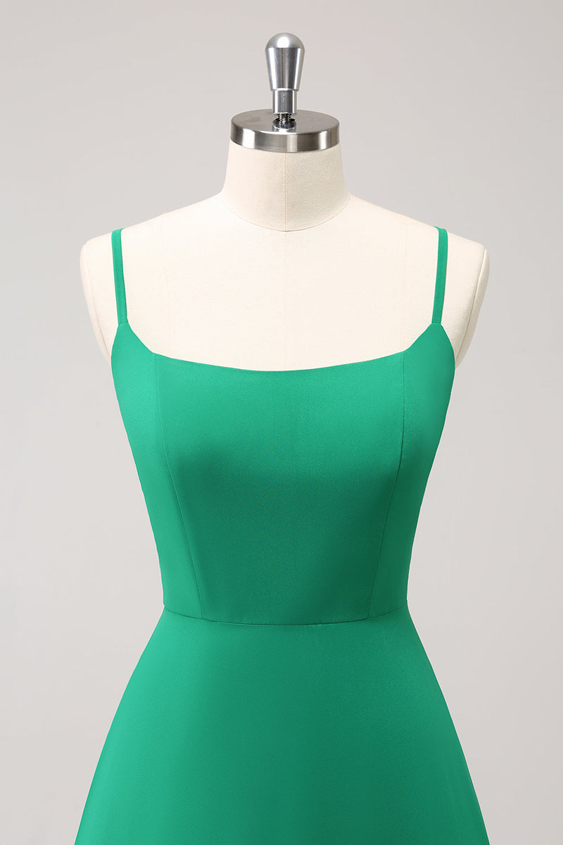 Load image into Gallery viewer, Elegant Green A Line Spaghetti Straps Bridesmaid Dress