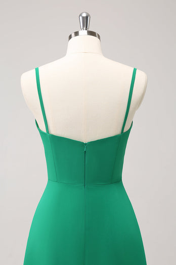 Elegant Green A Line Spaghetti Straps Bridesmaid Dress