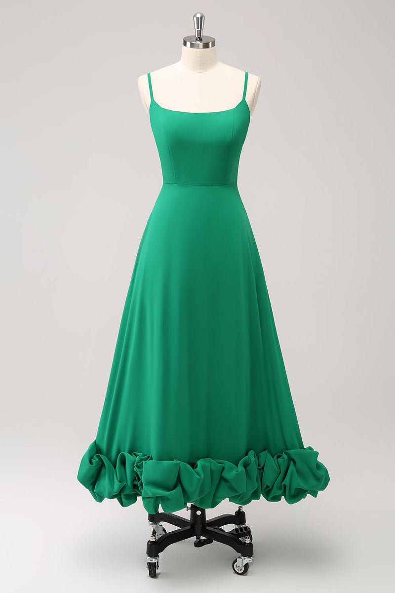 Load image into Gallery viewer, Elegant Green A Line Spaghetti Straps Bridesmaid Dress