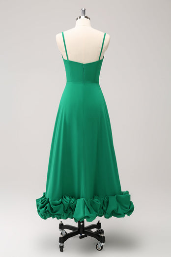 Elegant Green A Line Spaghetti Straps Bridesmaid Dress