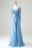 Load image into Gallery viewer, Saprkly Blue Mermaid Beaded Appliques Mother of Bride Dress with Shawl