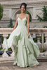 Load image into Gallery viewer, Matcha A Line Spaghetti Straps Long Bridesmaid Dress with Ruffles