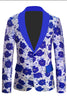 Load image into Gallery viewer, Royal Blue Shawl Lapel Jacquard Men&#39;s Prom Blazer