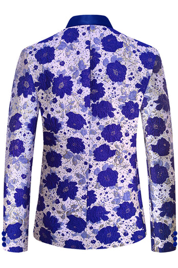 Royal Blue Shawl Lapel Jacquard Men's Prom Blazer