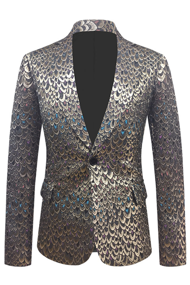 Load image into Gallery viewer, Golden Jacquard Shawl Lapel Men&#39;s Blazer