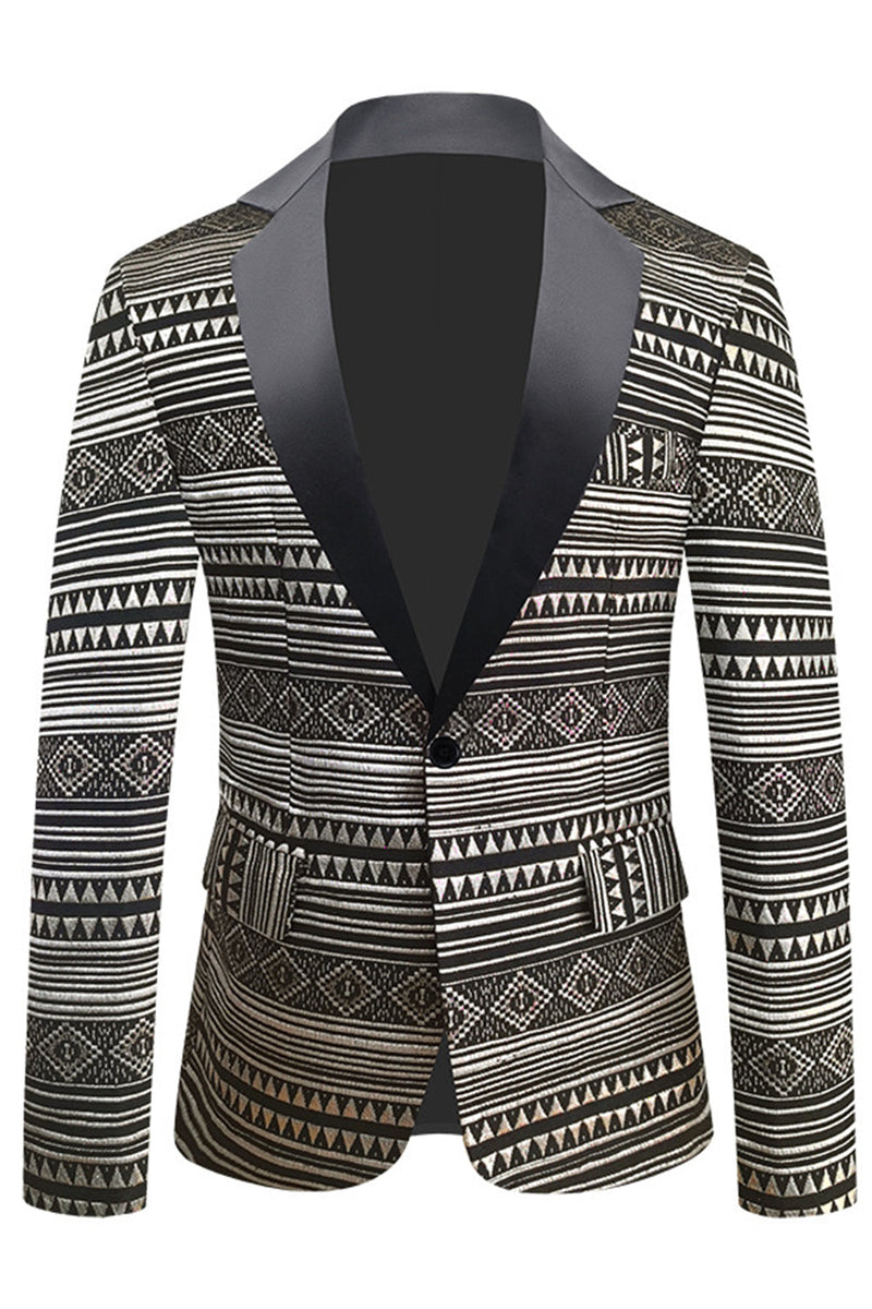 Load image into Gallery viewer, Black White Notched Lapel Men&#39;s Blazer