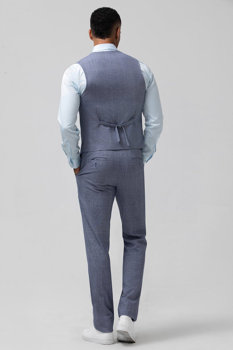 Load image into Gallery viewer, Notch Lapel Grey Blue Single Breasted 3 Pieces Men&#39;s Prom Suits