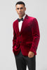 Load image into Gallery viewer, Single Breasted Burgundy Velvet Men&#39;s Blazer