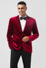 Load image into Gallery viewer, Single Breasted Burgundy Velvet Men&#39;s Blazer