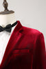 Load image into Gallery viewer, Notched Lapel Burgundy Velvet Single Breasted Men&#39;s Prom Blazer