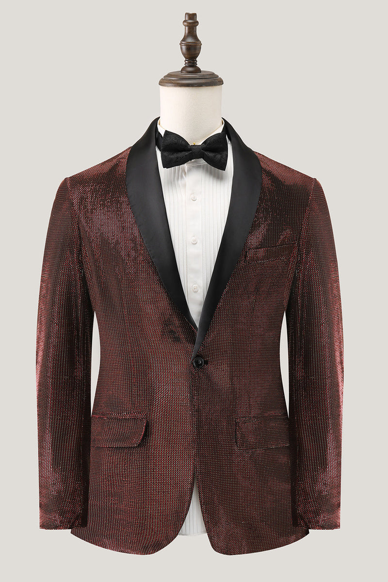 Load image into Gallery viewer, Shawl Lapel Brown One Button Men&#39;s Blazer