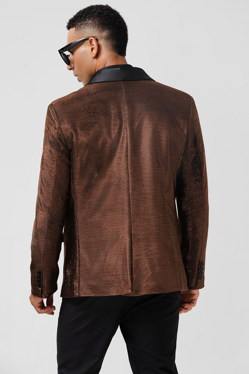 Load image into Gallery viewer, Brown Shawl Lapel Glitter Men&#39;s Blazer