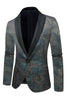 Load image into Gallery viewer, Dark Blue Jacquard Shawl Lapel Men&#39;s Prom Blazer