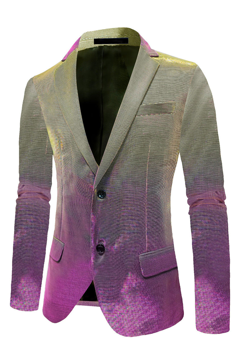 Purple Yellow Notched Lapel Men's Prom Blazer