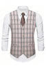 Load image into Gallery viewer, Light Khaki Plaid Notched Lapel 3 Pieces Men&#39;s Suits