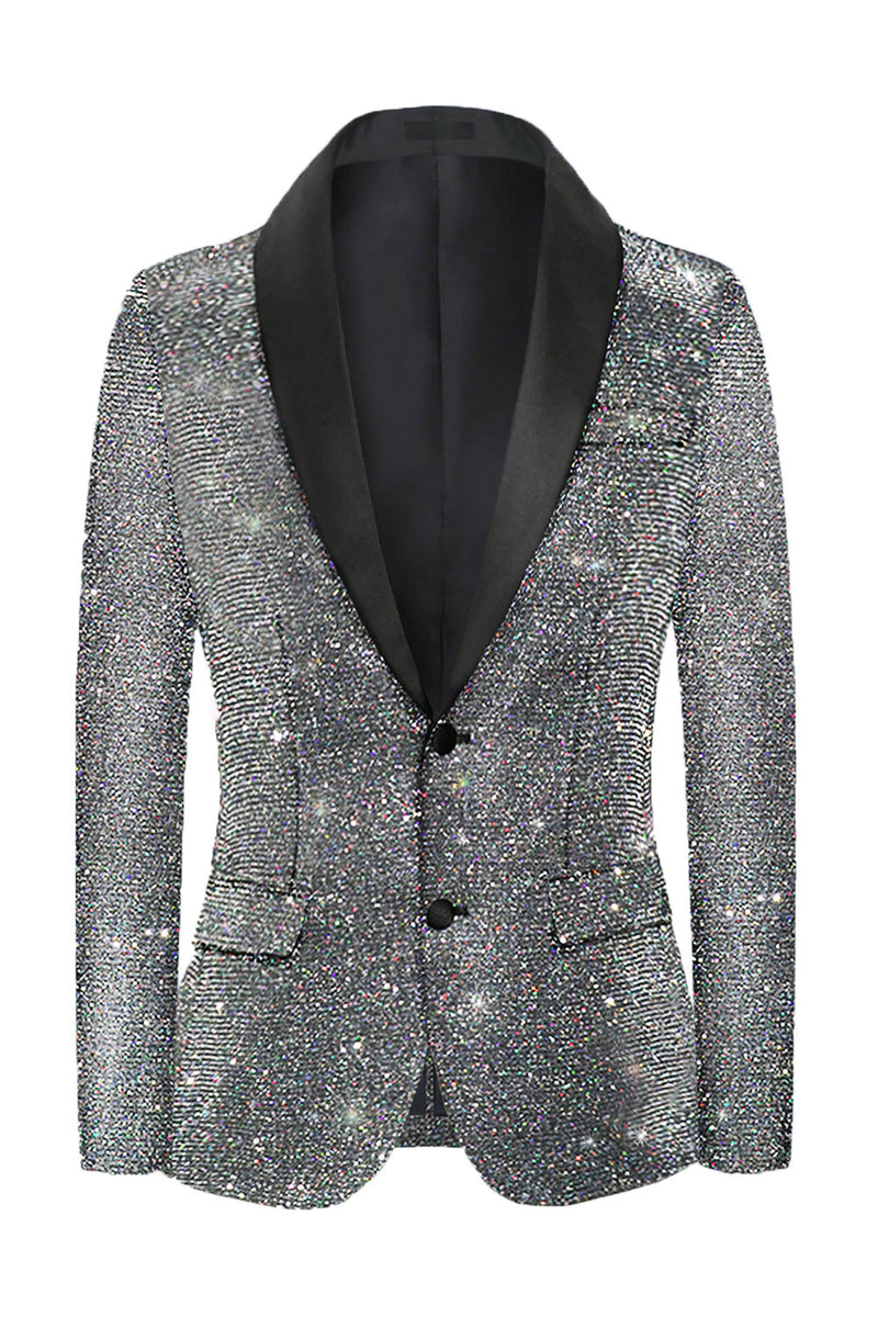 Load image into Gallery viewer, Glitter Grey Shawl Lapel Men&#39;s Prom Blazer