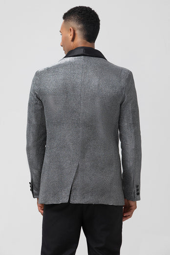 Shawl Lapel Grey Single Breasted Men's Blazer